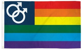 Rainbow Male Double Mars 3 X 5 Flag Banner FL414 Flags 3x5 Gay Pride Flags New - £6.03 GBP
