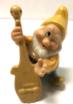 Disney Porcelain HAPPY Dwarf With Bass Instrument Figure - £11.90 GBP