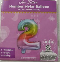 1 Pcs 14&quot; Gradient Number 2 Foil Balloon Two Decoration Happy Birthday P... - $9.36