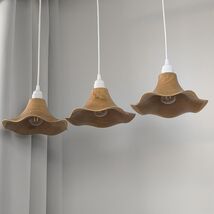 Set of 3 Wooden Pendant Lights, Handmade Wave Shade, Eco-Friendly Lighting - $550.00