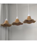 Set of 3 Wooden Pendant Lights, Handmade Wave Shade, Eco-Friendly Lighting - $550.00