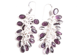 Handcrafted Plata Chapado Amatista Uva Ramo Bewitching Pendientes Mujeres Regalo - £24.38 GBP