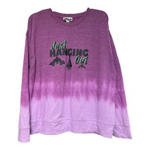 Pumpkins &amp; Potions Womens Purple Just Hanging Out Bats Ombre Top Size Large - £4.67 GBP