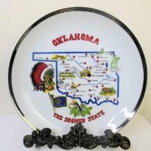 Vintage Plate Oklahoma Map Cherokee Flag Bird 7.25 Inch - £11.03 GBP