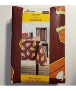 Fall Thanksgiving Pumpkin Pie Vinyl Tablecloth 60 x 102 Orange Maroon NEW - $22.99