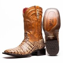 TUCSON Genuine Caiman Belly Skin Cowboy Boot from the Western CollectionStone Or image 3