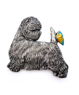 Signed CAC Etched Pewter West Highland Terrier Enamel Butterfly Brooch Pin - $29.70