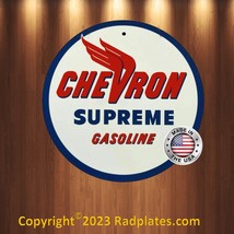 Chevron Supreme Gasoline Gas Oi Vintage Design Sign Metal Decor Gas and Oil Sign - £15.36 GBP