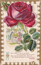 Tennyson Poem Red Rose 1913 How Happy Be Who To His Hearth Can Woo Postc... - £2.35 GBP