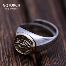 Real Solid 925 Sterling Silver Rings For Men And Women God Eye Opening Adjustabl - £35.73 GBP