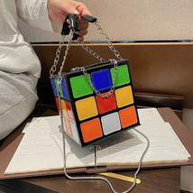 Rubik&#39;s Cube Handbags Women Designer Chains Totes  Pu Leather Shoulder Crossbody - £28.49 GBP