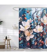 WOHEWREY Floral Waterproof Shower Curtain Green 72x72 Inch with 12 Hooks - €15,04 EUR