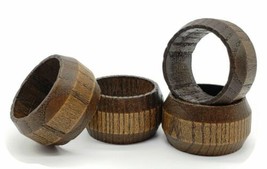 Wooden Napkin Rings Wood Table Home Decoration Round Set Of Four Vintage - £10.73 GBP
