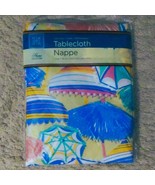 NEW Home Collection Tablecloth 52” X 70”Oval Summer Umbrellas Beach - $14.85