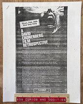 A David Cronenberg Film Retrospective SCANNERS (One Day) Boston Premier ... - £14.05 GBP