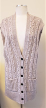 CASLON Knitted Sweater Vest Size-L Beige Cable Knit Pattern - £31.43 GBP