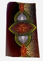 Fabric Piece African Tribal Eye Seeds 82&quot;L x 44&quot;W Brown Green Red - £36.39 GBP