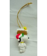 Peanuts HOLIDAY SNOOPY &amp; WOODSTOCK ON SIGN 3&quot; PLASTIC PVC CHRISTMAS ORNA... - £11.84 GBP