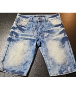 Rocawear Bermuda Denim Shorts Acid Wash Back Zipper Pockets Mens Size W34 - $17.69