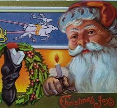Santa Claus Vintage Christmas Joys Postcard Deep Embossed Card Series 2 Unused  - £15.32 GBP