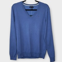NWT TOMMY HILFIGER coastal blue pima cotton blend v neck sweater size XL - £27.01 GBP