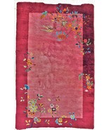 Antique handmade Chinese art deco rug. Wool pile. 4&#39;2&quot;x 6&#39;6&quot; - $965.00