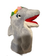 Vintage Sea World Dolphin Whale Hand Gray Floral Crown On Head Stuffed Toy - £7.75 GBP