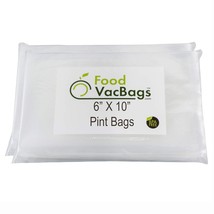 200 FoodVacBags 6-inch X 10-inch Pint Vacuum Sealer Bag Pouches, Food Storage Ba - £27.79 GBP