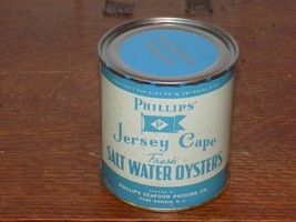 Vintage Phillips Jersey Cape Salt Water Oysters One Pint Empty Tin - €33,68 EUR