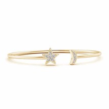 ANGARA Natural Diamond Star and Moon Flex Bangle in 14K Gold (IJI1I2, 0.31 Ctw) - £645.26 GBP