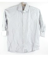 English Laundry Men Size 16 1/2 32-33 Gray Striped Button Front Shirt Fl... - $21.09