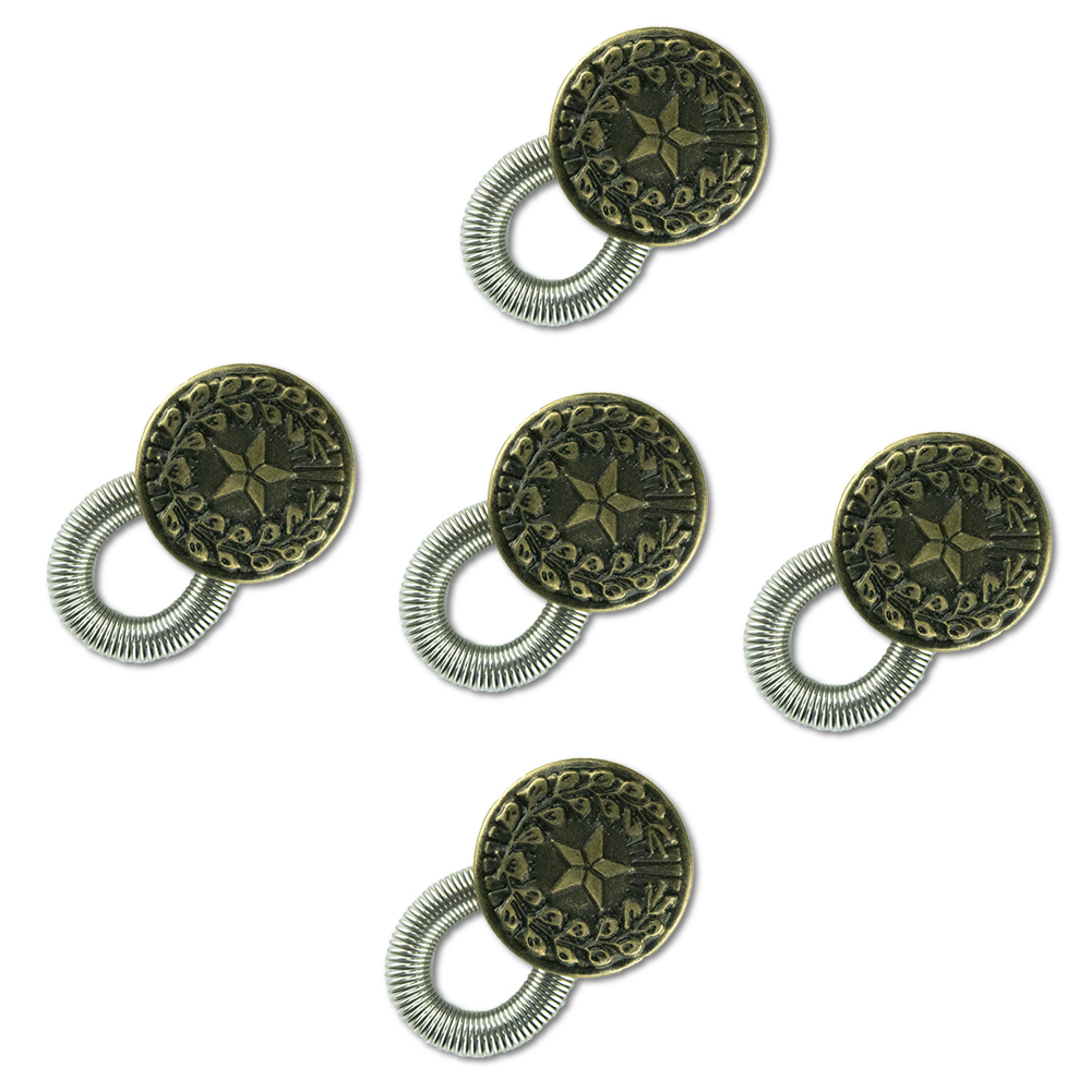 5-pack Waistband Extender - Spring Button with Engraved Star Design