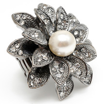 Amrita Singh Silver Crystal Enamel Leandra Stretch Cocktail Ring RC 118 NWT - $24.26