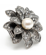 Amrita Singh Silver Crystal Enamel Leandra Stretch Cocktail Ring RC 118 NWT - $24.26