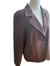 Dialogue Women&#39;s Brown Blazer Work Wear Jacket Size 16 Petite Pockets Lined - £14.95 GBP