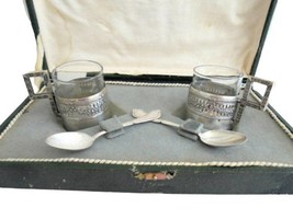 Lea &amp; Clark silver coffee set cups and spoons Birmingham George IV Original 1820 - £279.77 GBP
