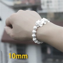 Feng Shui Stone Bead Silver Color Bracelet Unisex Silver Plated Exquisite Pixiu  - £12.24 GBP