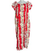 Vtg Royal Creations Long Luna Design Hawaiian Wedding Maxi Dress Red Flo... - $123.74
