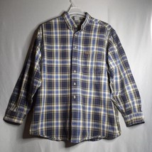 Carhartt Men&#39;s Blue Plaid Button-Down Long Sleeve Shirt Size 56 Chest - £16.84 GBP