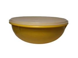 Tupperware Large Fix N Mix Bowl Sheer Lid 12.75&quot; Wide Yellow Orange, USA... - $24.25