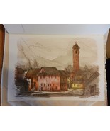 Ticino Village Lithograph Print by René Villiger Signed, Numbered 278/600  - £79.83 GBP