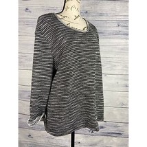 Weekends by Chicos 2 Marled Knit Sweater Womens L 12 Scoop Neck 3/4 Sleeves - $13.50