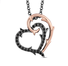 Enchanted Disney Gold and Black over 1/5 CTTW Maleficent Heart Pendant Necklace - £71.75 GBP