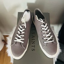 ALL SAINTS Theo Canvas Sneaker Tennis Shoe, Charcoal Gray, Size 10, NWT - £72.41 GBP