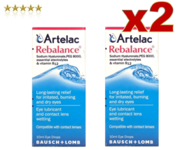 2 PACK Artelac Rebalance Eye drops 10 ml Bausch+Lomb red eyes dry eyes - £31.44 GBP