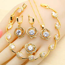 Engagement and wedding jewelry set: necklace, earrings, ring in 14k rose gold. - £45.25 GBP+