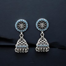 925 Argent Oxydé Superbes Pendantes Jhumki Femme Boucles D&#39;Oreilles - $47.03