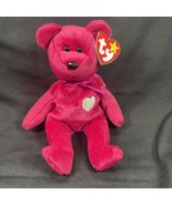 TY Beanie Baby Valentina Pink Teddy Bear with a White Heart with Tags 1999 - $169.42 MXN