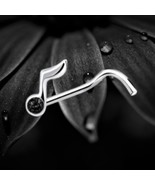 925 Sterling Silver Black Crystal Musical Note Nose Stud Elegant Music-I... - $8.81