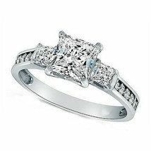 2.6Ct Engagement Wedding 3-Stone Ring 14K White Gold Plated LC Moissanite - £54.54 GBP